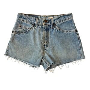 Vtg Levis Jean Shorts 562 Student Loose Fit Orange Tab Cut Off 24 Light Wash